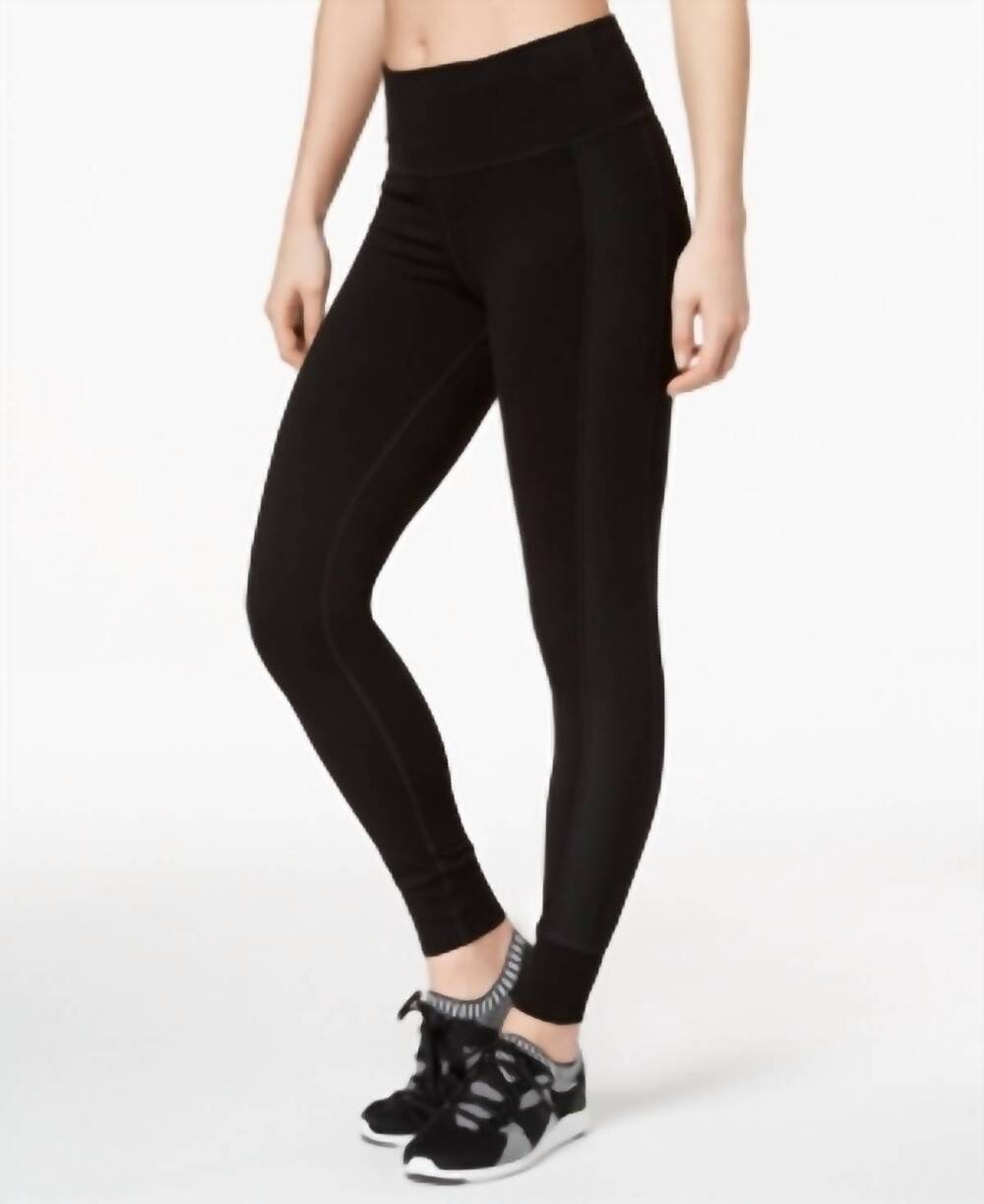 NEW IDEOLOGY mesh trimmed yoga leggings in classic black